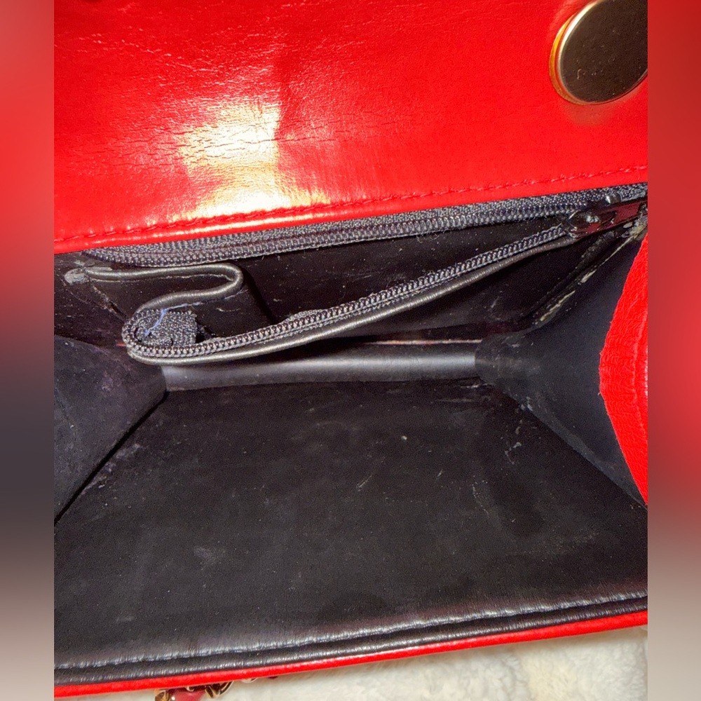 CHANEL Red Quilted Lambskin Crossbody with Gold Chain and Tassel - Picture 7 of 7